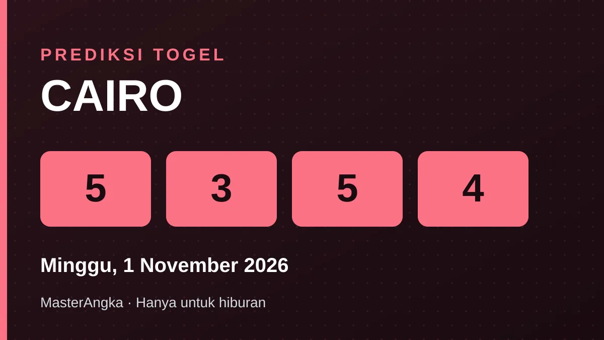 Prediksi CAIRO Minggu, 1 November 2026