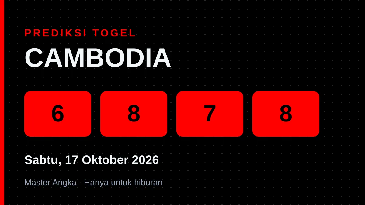 Prediksi CAMBODIA Sabtu, 17 Oktober 2026
