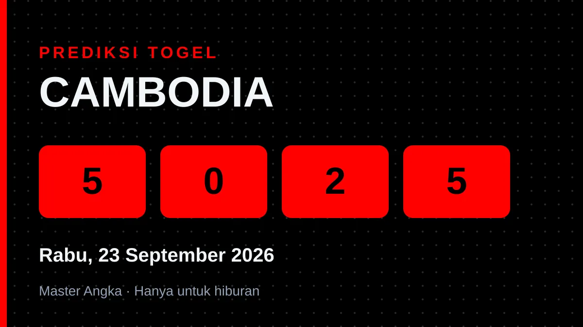 Prediksi CAMBODIA Rabu, 23 September 2026