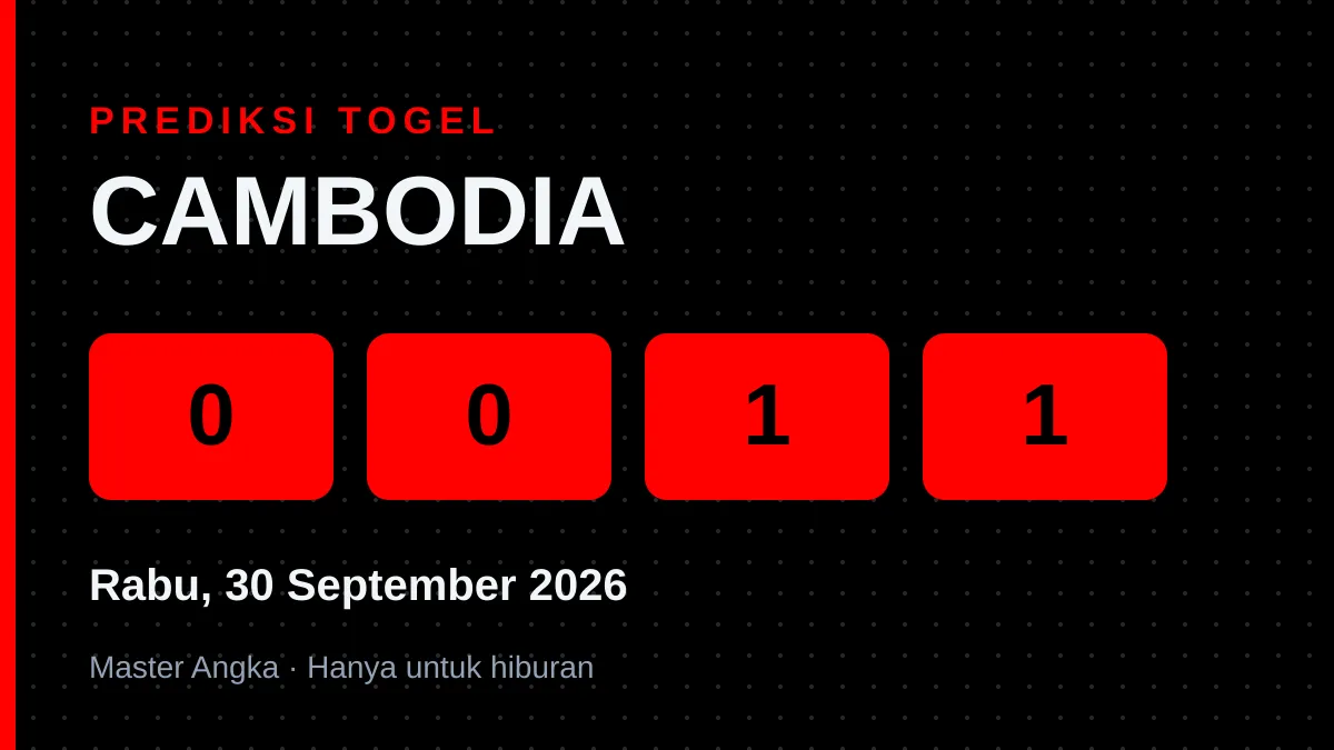 Prediksi CAMBODIA Rabu, 30 September 2026