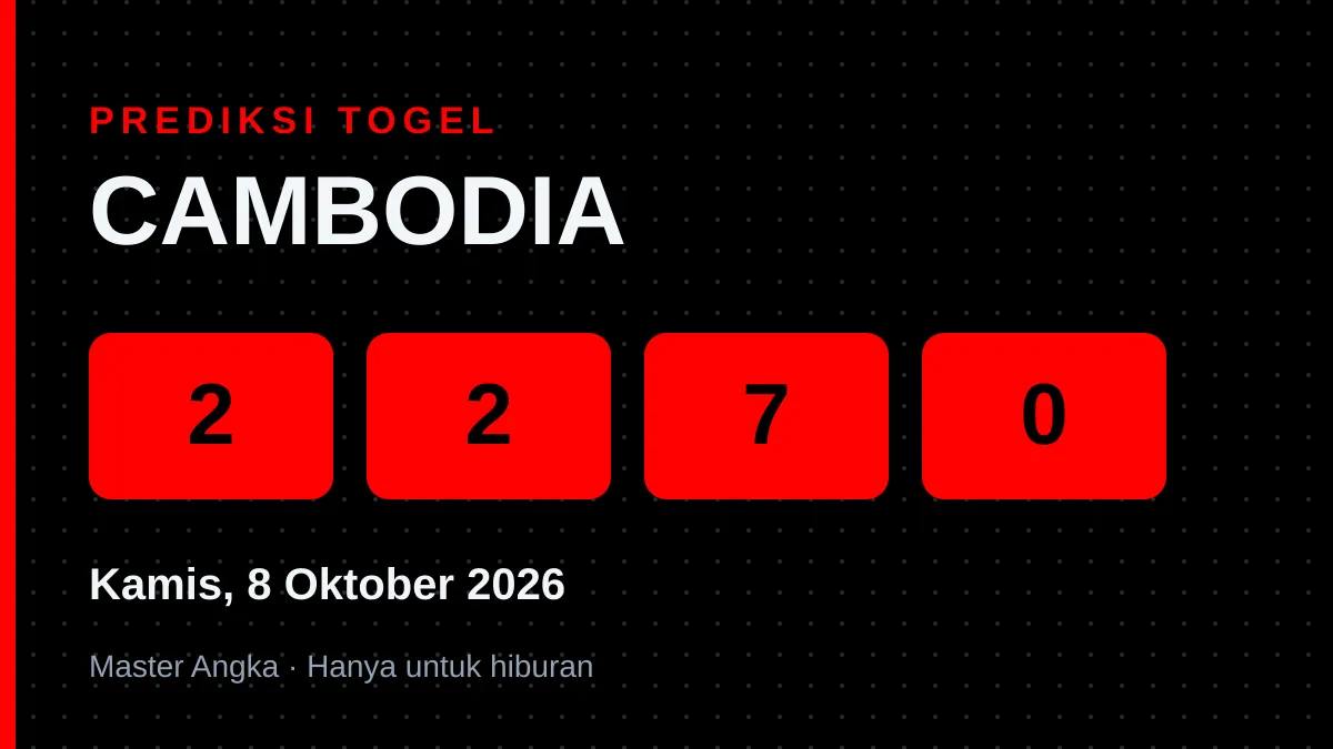 Prediksi CAMBODIA Kamis, 8 Oktober 2026