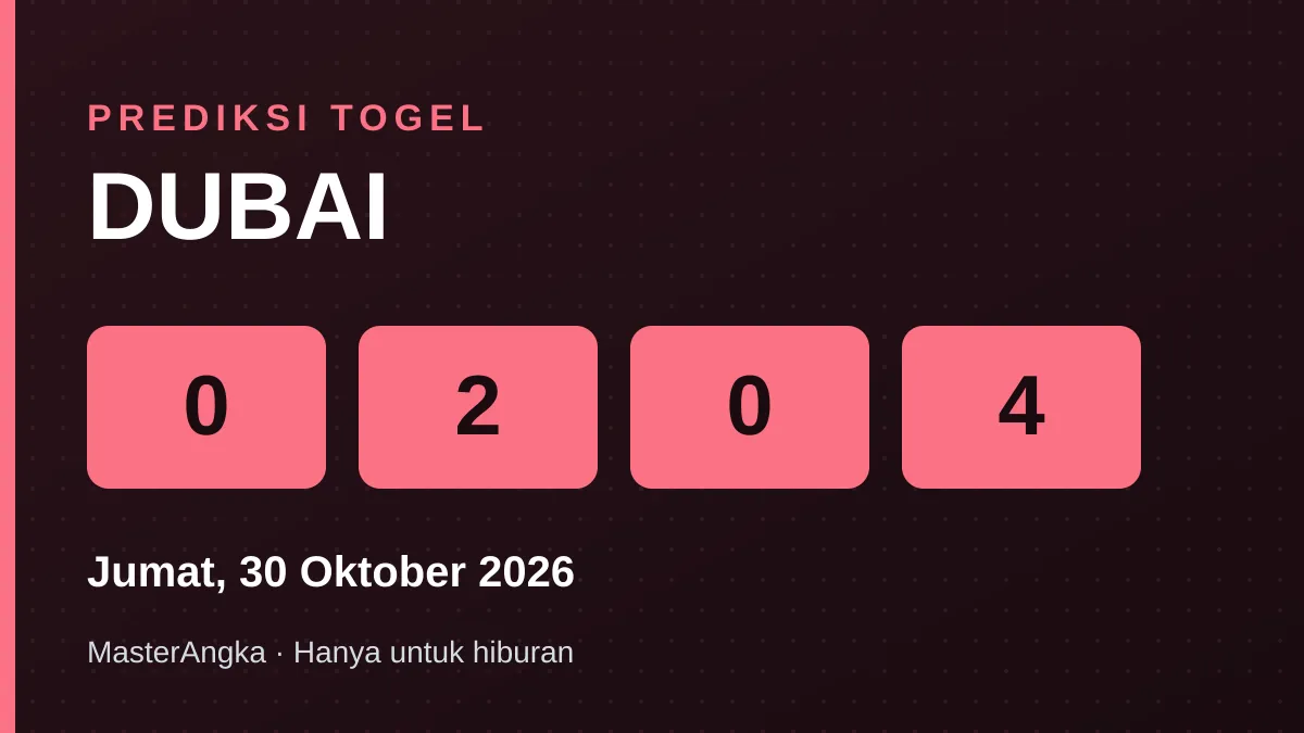 Prediksi DUBAI Jumat, 30 Oktober 2026
