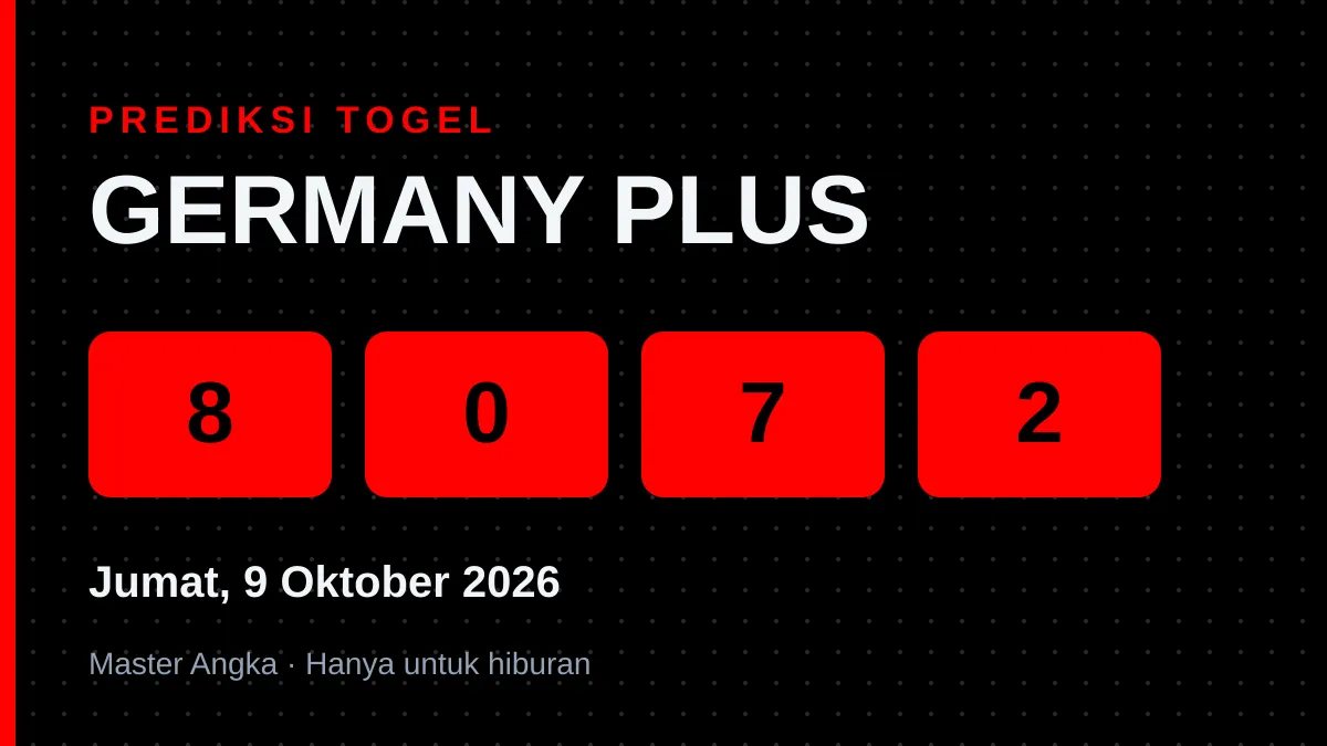 Prediksi GERMANY PLUS Jumat, 9 Oktober 2026