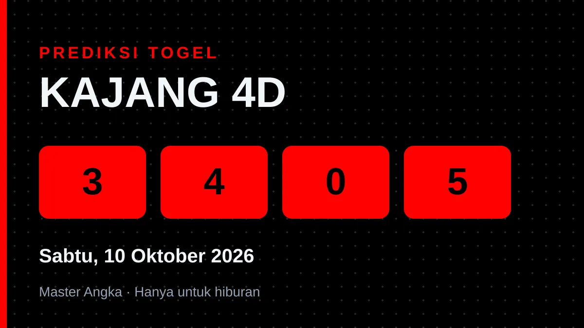 Prediksi KAJANG 4D Sabtu, 10 Oktober 2026