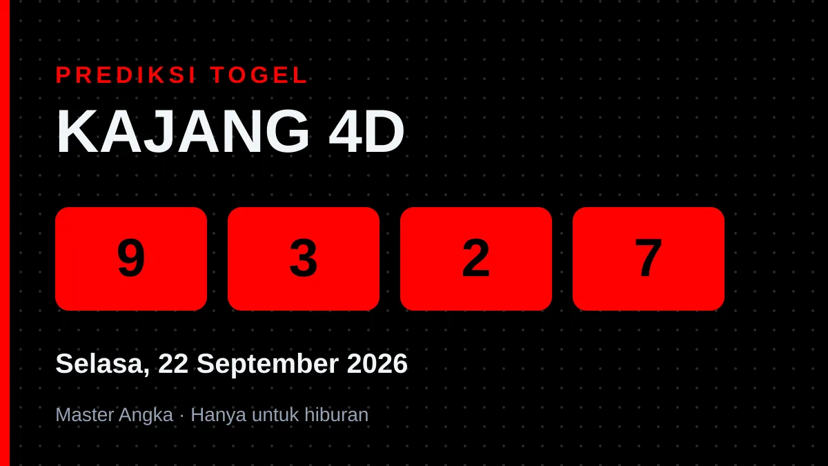 Prediksi KAJANG 4D Selasa, 22 September 2026