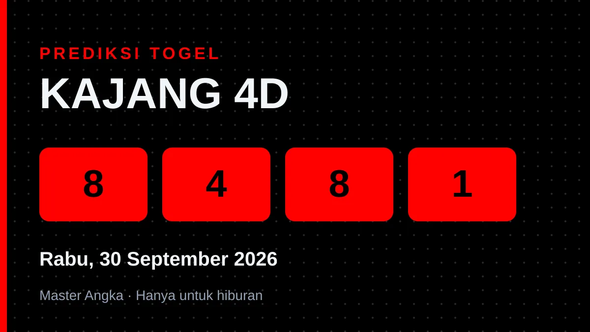 Prediksi KAJANG 4D Rabu, 30 September 2026