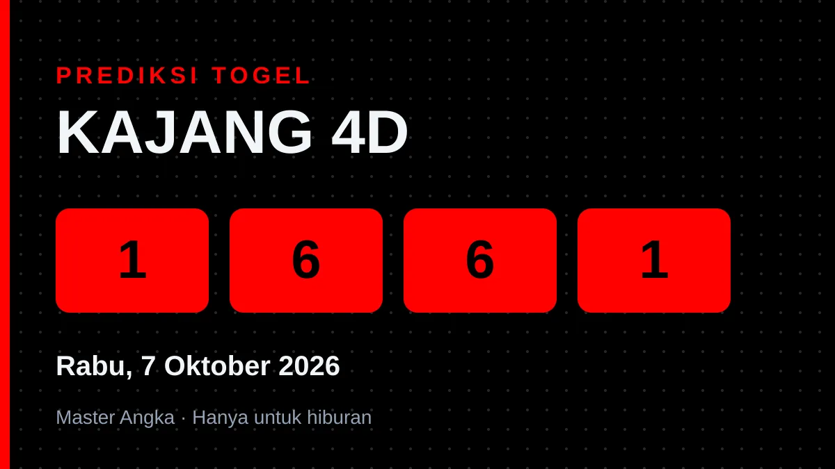 Prediksi KAJANG 4D Rabu, 7 Oktober 2026