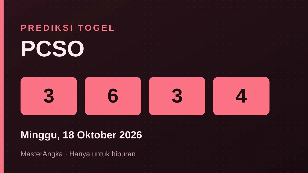 Prediksi PCSO Minggu, 18 Oktober 2026