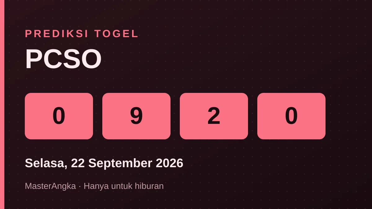 Prediksi PCSO Selasa, 22 September 2026