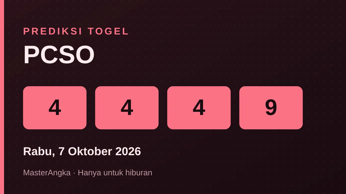 Prediksi PCSO Rabu, 7 Oktober 2026