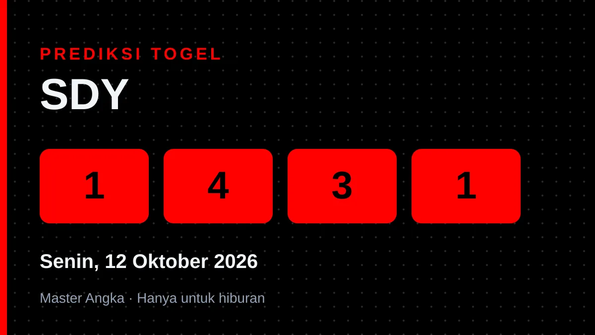 Prediksi SDY Senin, 12 Oktober 2026