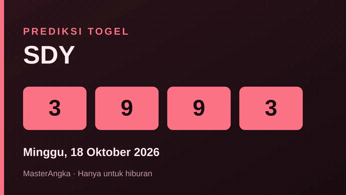 Prediksi SDY Minggu, 18 Oktober 2026