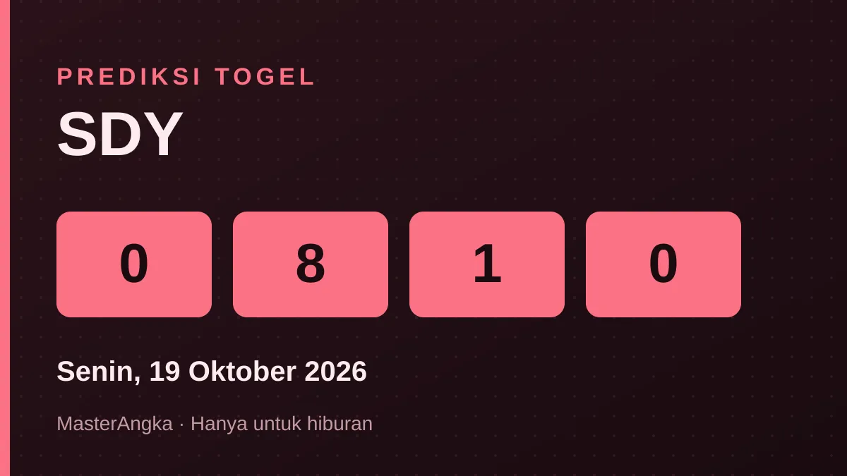 Prediksi SDY Senin, 19 Oktober 2026