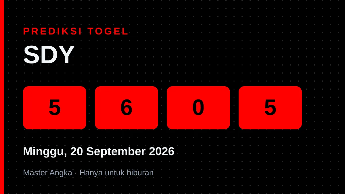 Prediksi SDY Minggu, 20 September 2026