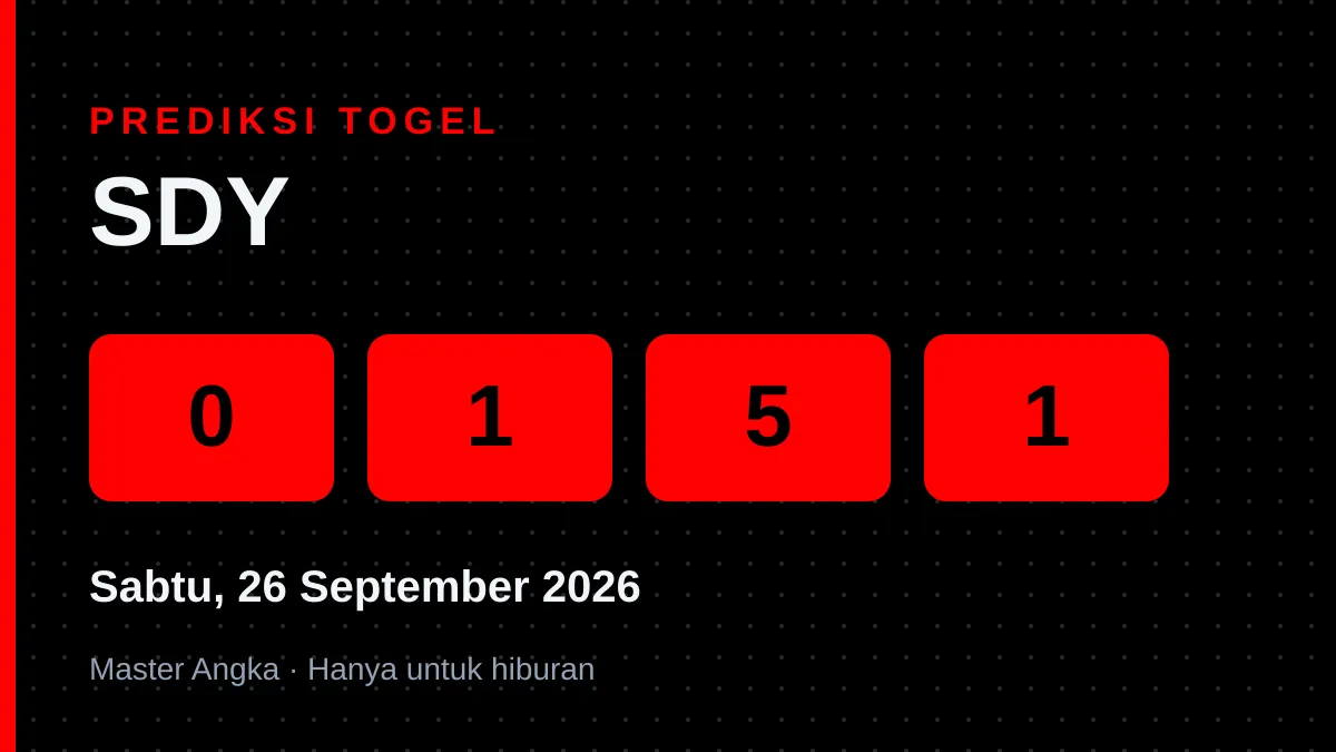 Prediksi SDY Sabtu, 26 September 2026