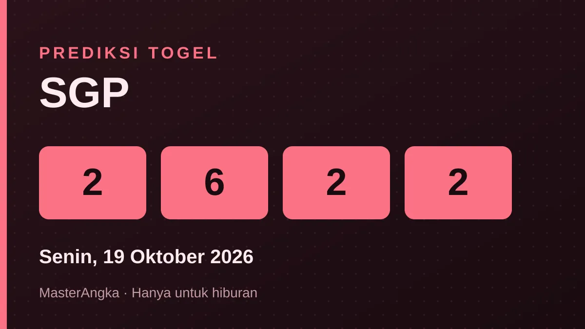 Prediksi SGP Senin, 19 Oktober 2026