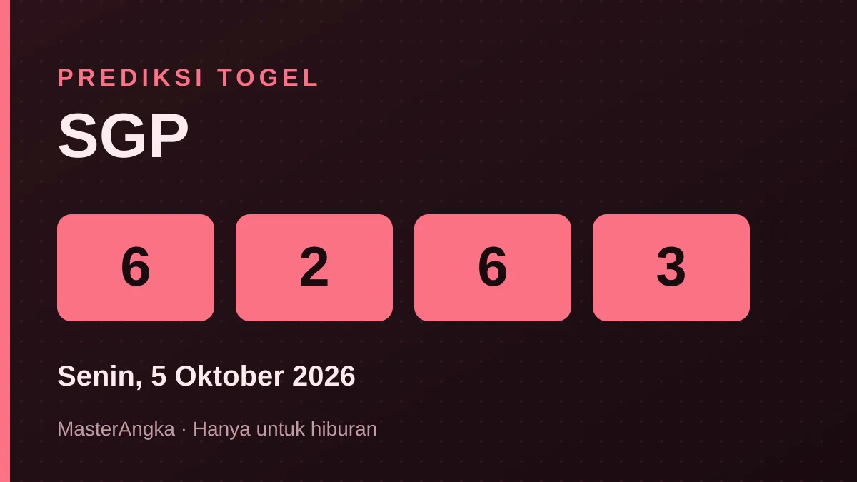 Prediksi SGP Senin, 5 Oktober 2026