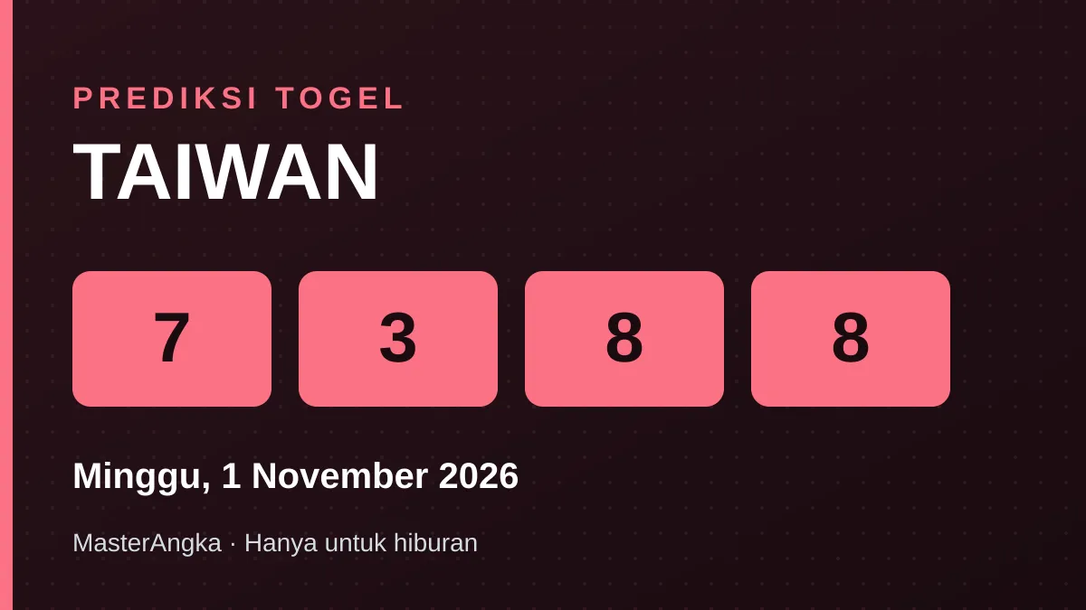 Prediksi TAIWAN Minggu, 1 November 2026
