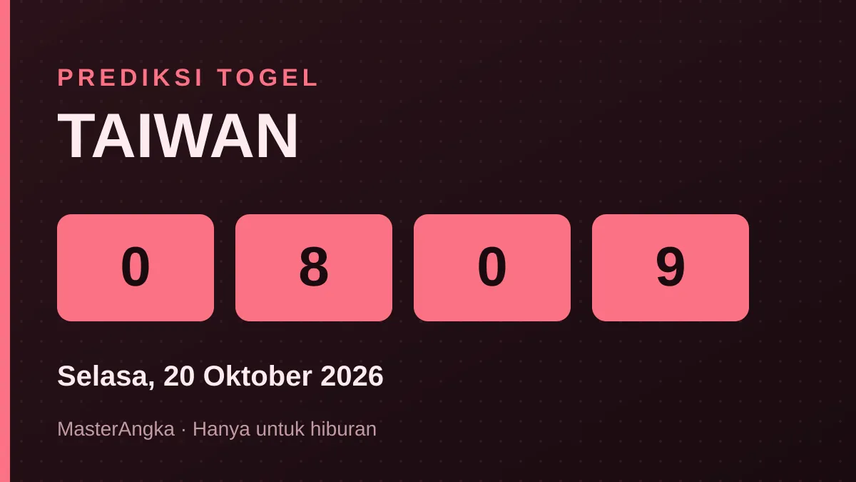 Prediksi TAIWAN Selasa, 20 Oktober 2026