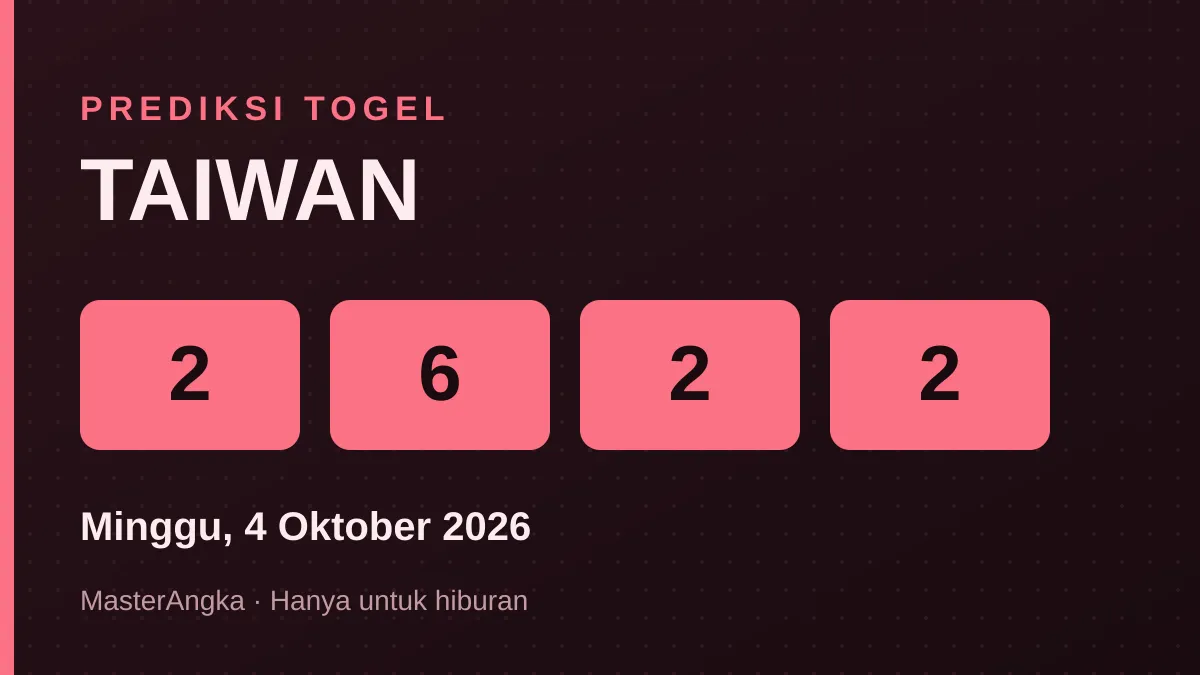 Prediksi TAIWAN Minggu, 4 Oktober 2026