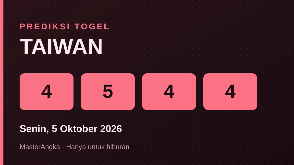Prediksi TAIWAN Senin, 5 Oktober 2026