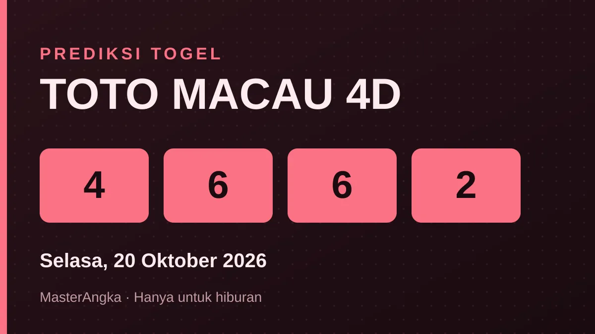 Prediksi TOTO MACAU 4D Selasa, 20 Oktober 2026