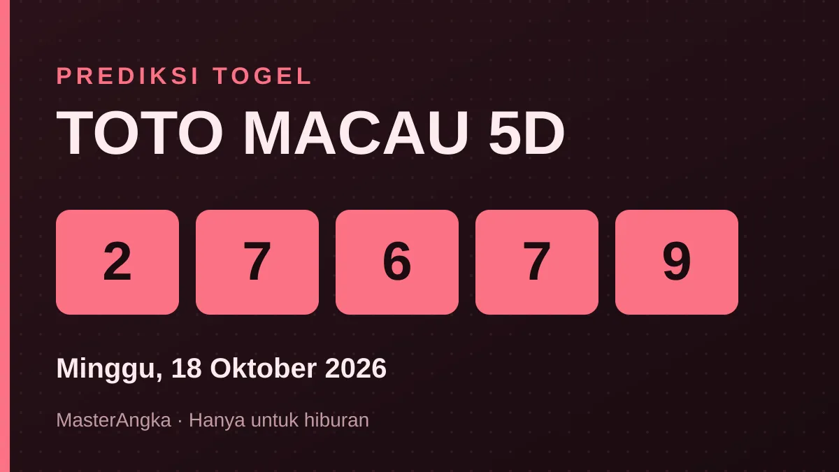 Prediksi TOTO MACAU 5D Minggu, 18 Oktober 2026
