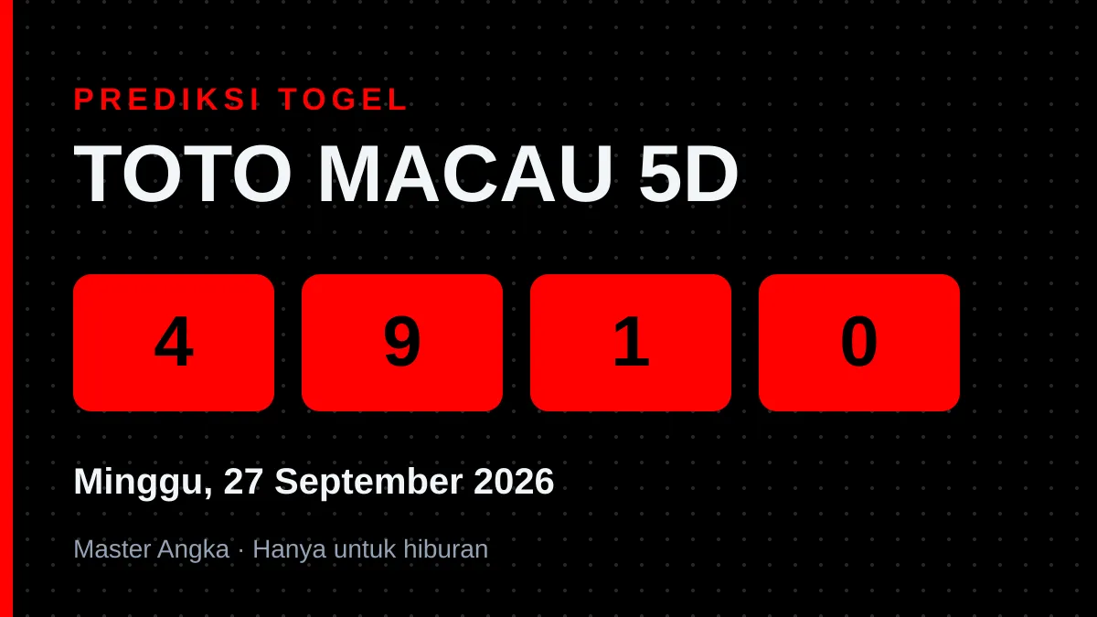 Prediksi TOTO MACAU 5D Minggu, 27 September 2026