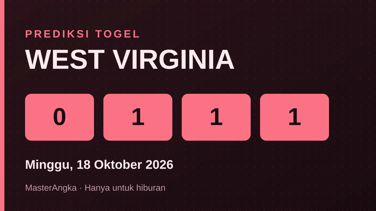 Prediksi WEST VIRGINIA Minggu, 18 Oktober 2026