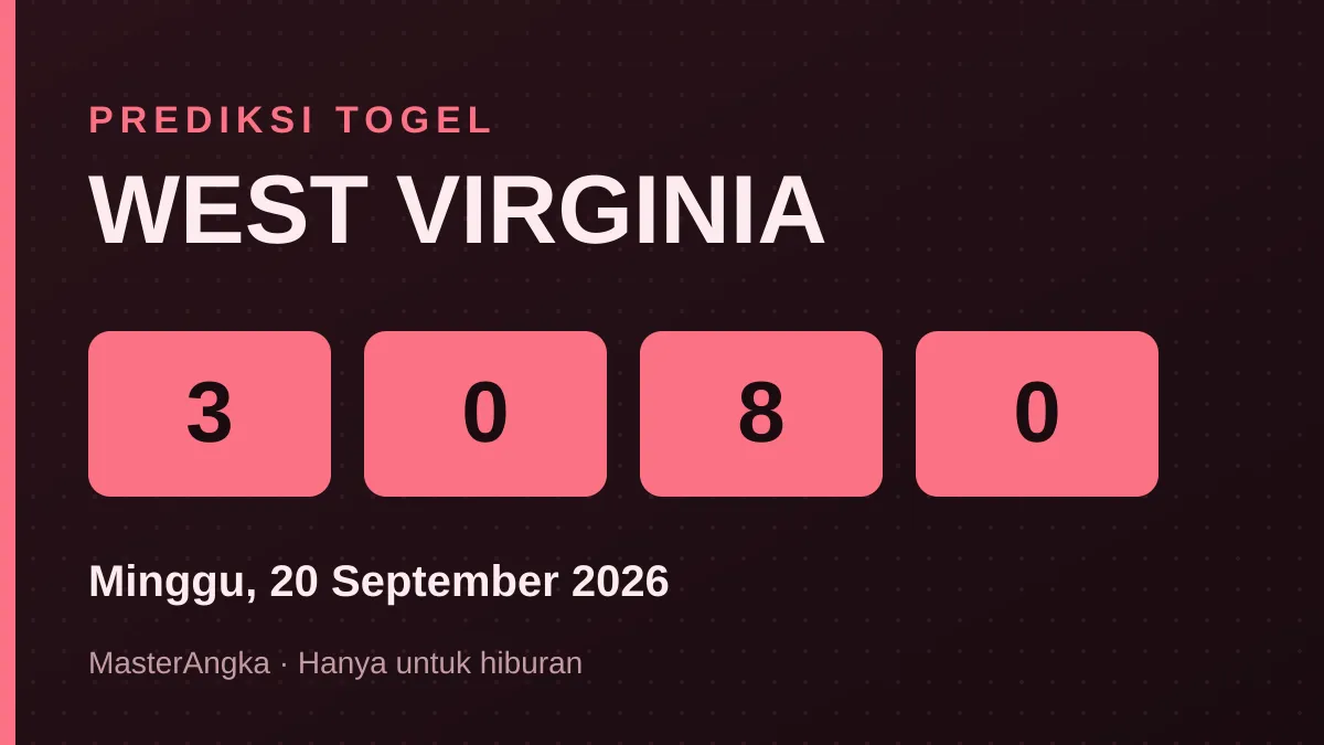 Prediksi WEST VIRGINIA Minggu, 20 September 2026
