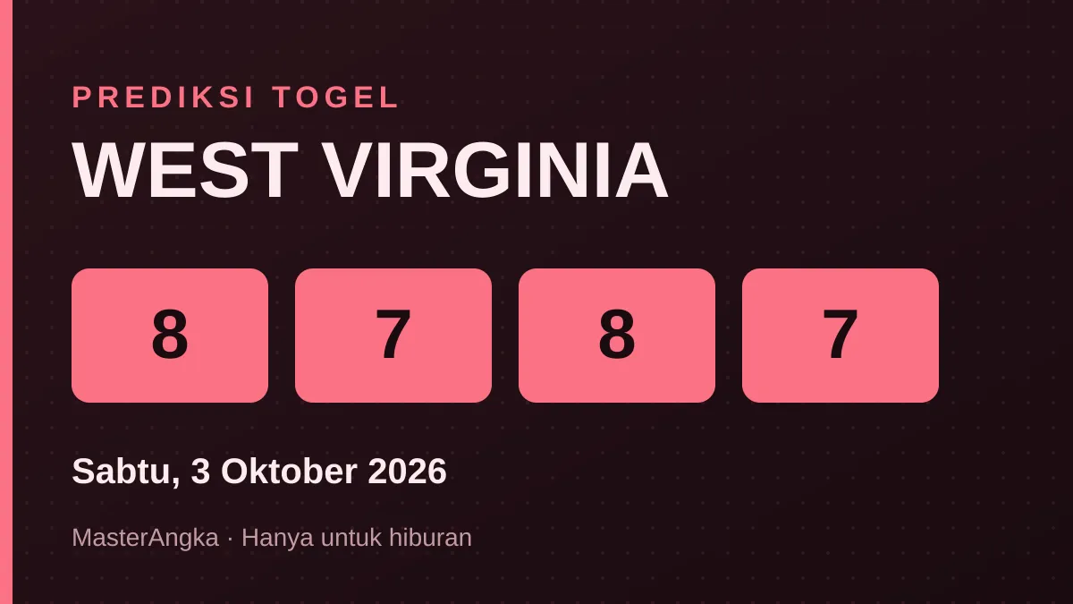 Prediksi WEST VIRGINIA Sabtu, 3 Oktober 2026